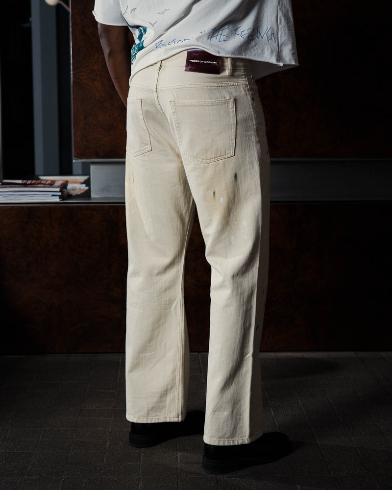 Ecru Bootcut Jeans - on model, back