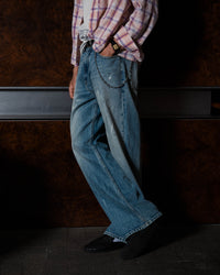 Light Wash Bootcut Jeans - on model, side