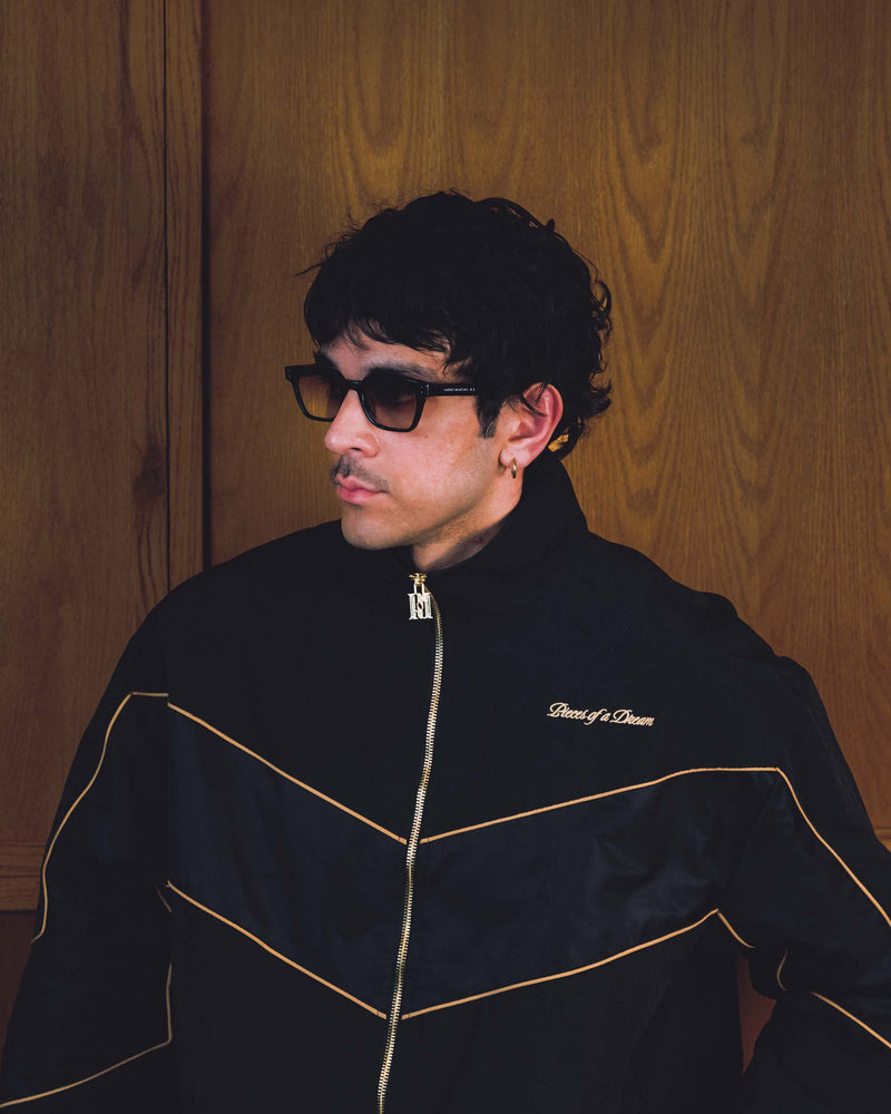 Panel Track Jacket — back of head detail