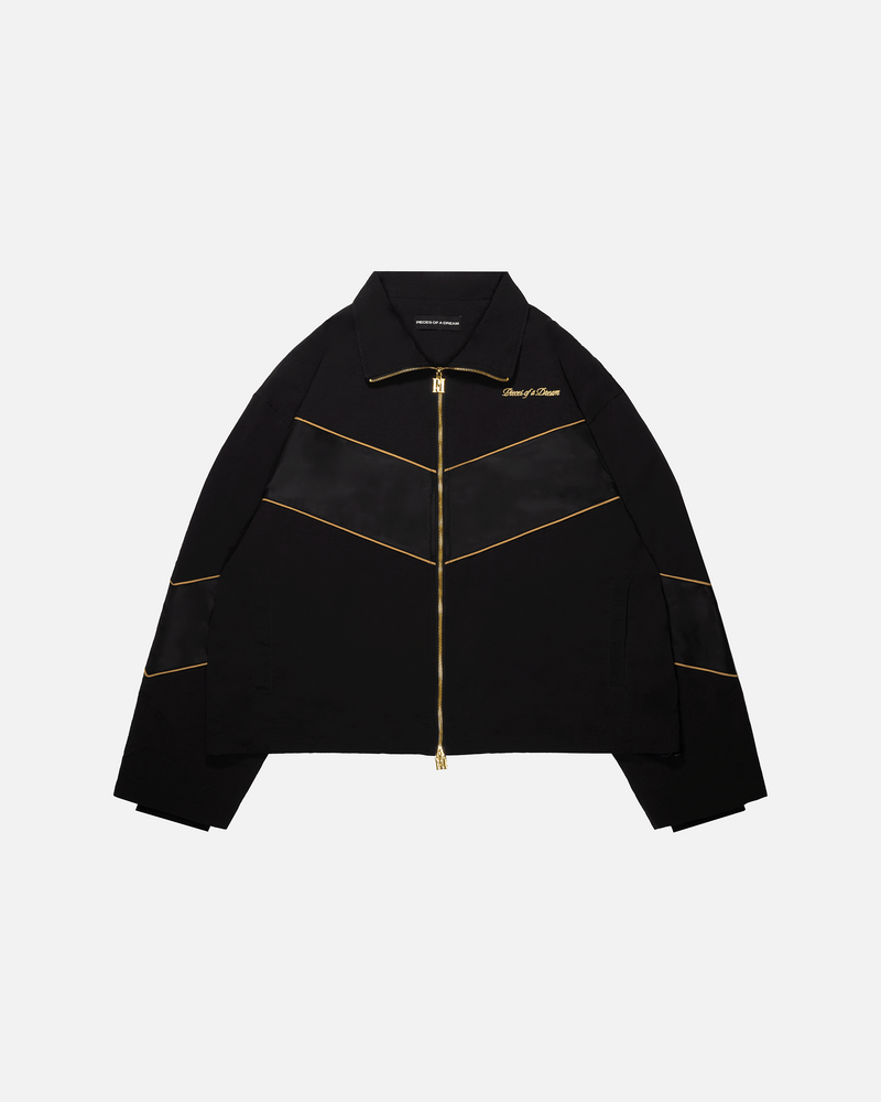 Panel Track Jacket — front, collar flat