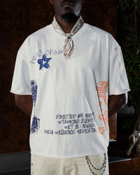 Script T-Shirt - on model, front close-up